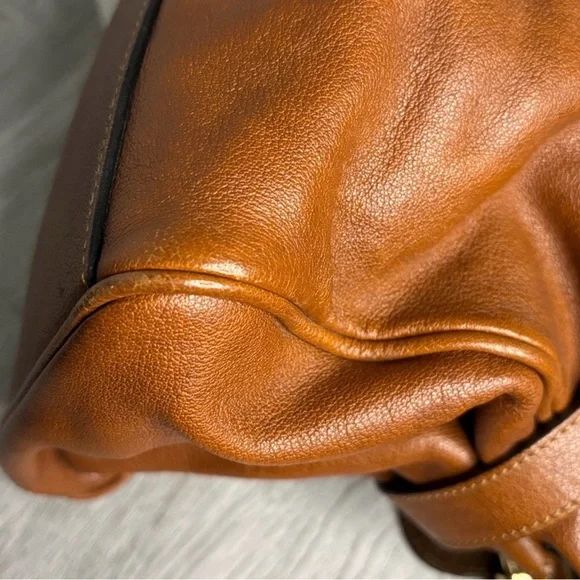 Authentic Mulberry Alexa Leather Satchel with Brass Turnlock - Cognac Brown - Picture 14 of 16